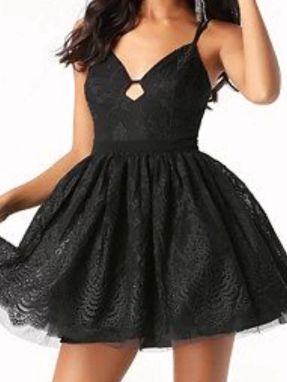 Bebe Black Lace Fit-and-Flare Mini Dress size 2